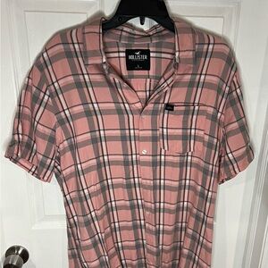 Hollister Men's Pink Plaid Shirt